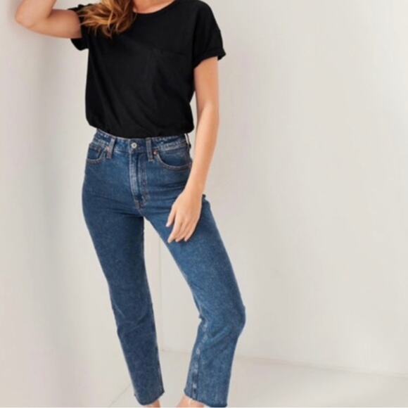 Abercrombie & Fitch Women's Zoe Natural Rise Ankle Straight Jeans Blue Size 24 - Picture 2 of 11